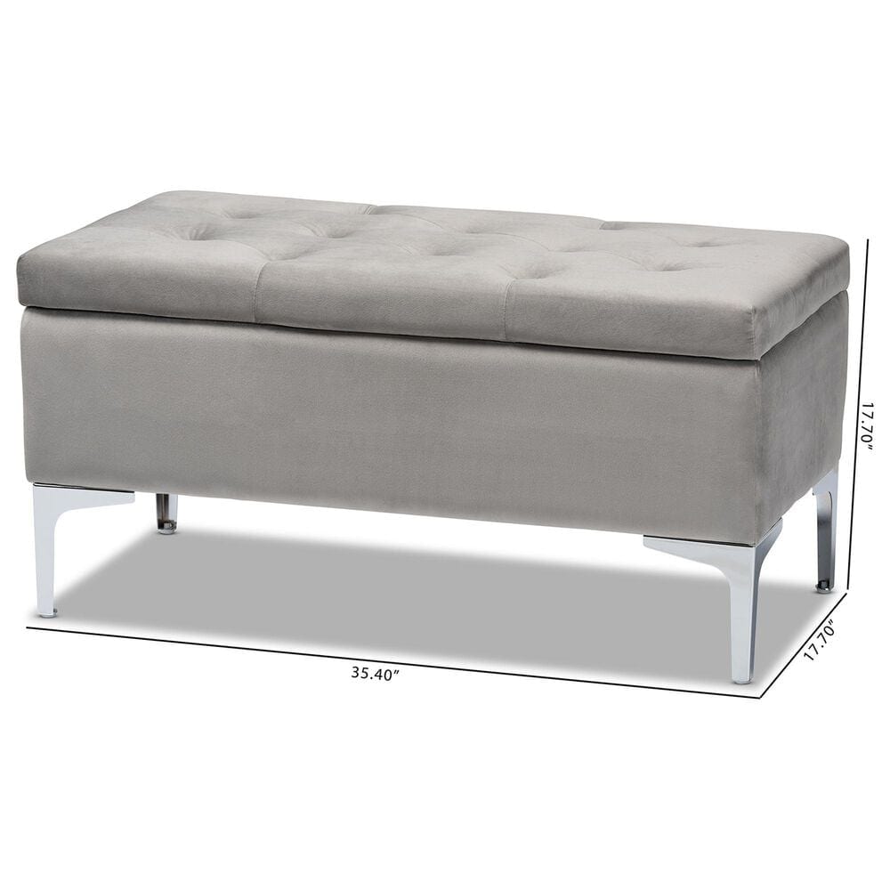 Baxton Studio Mabel Storage Ottoman in Grey, , large