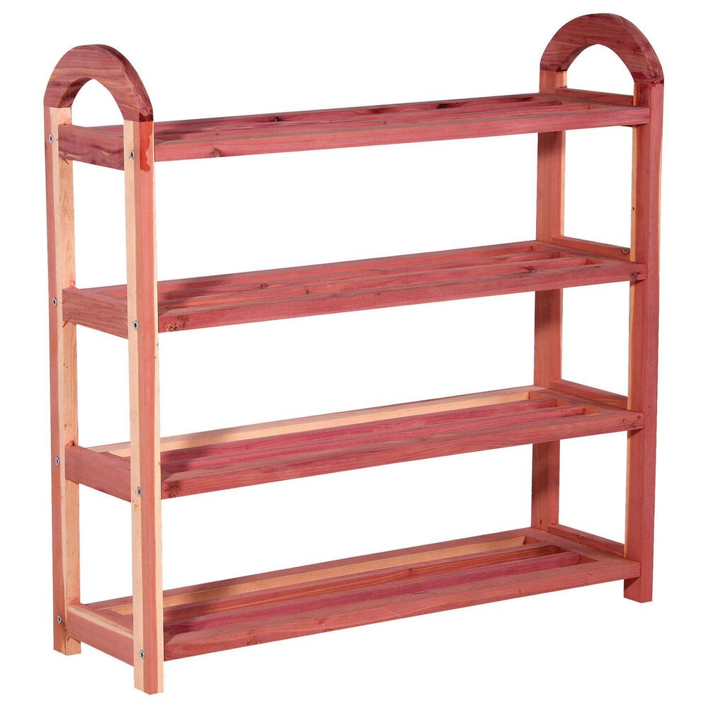 Household Essentials CedarFresh 4-Tier Cedar Shoe Rack in Brown, , large