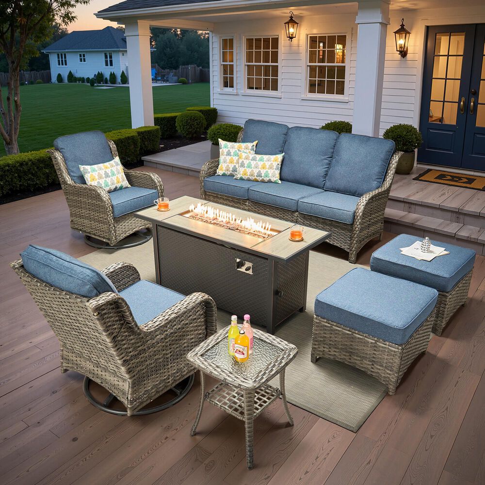 HOMLUX 7-Piece Patio Set in Denim Blue, , large