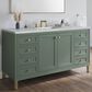 James Martin Vanities Chicago 60" Single Bathroom Vanity in Smokey Celadon with 3 cm Ethereal Noctis Quartz Top, Rectangular Sink and FreePower Wireless Charger, , large