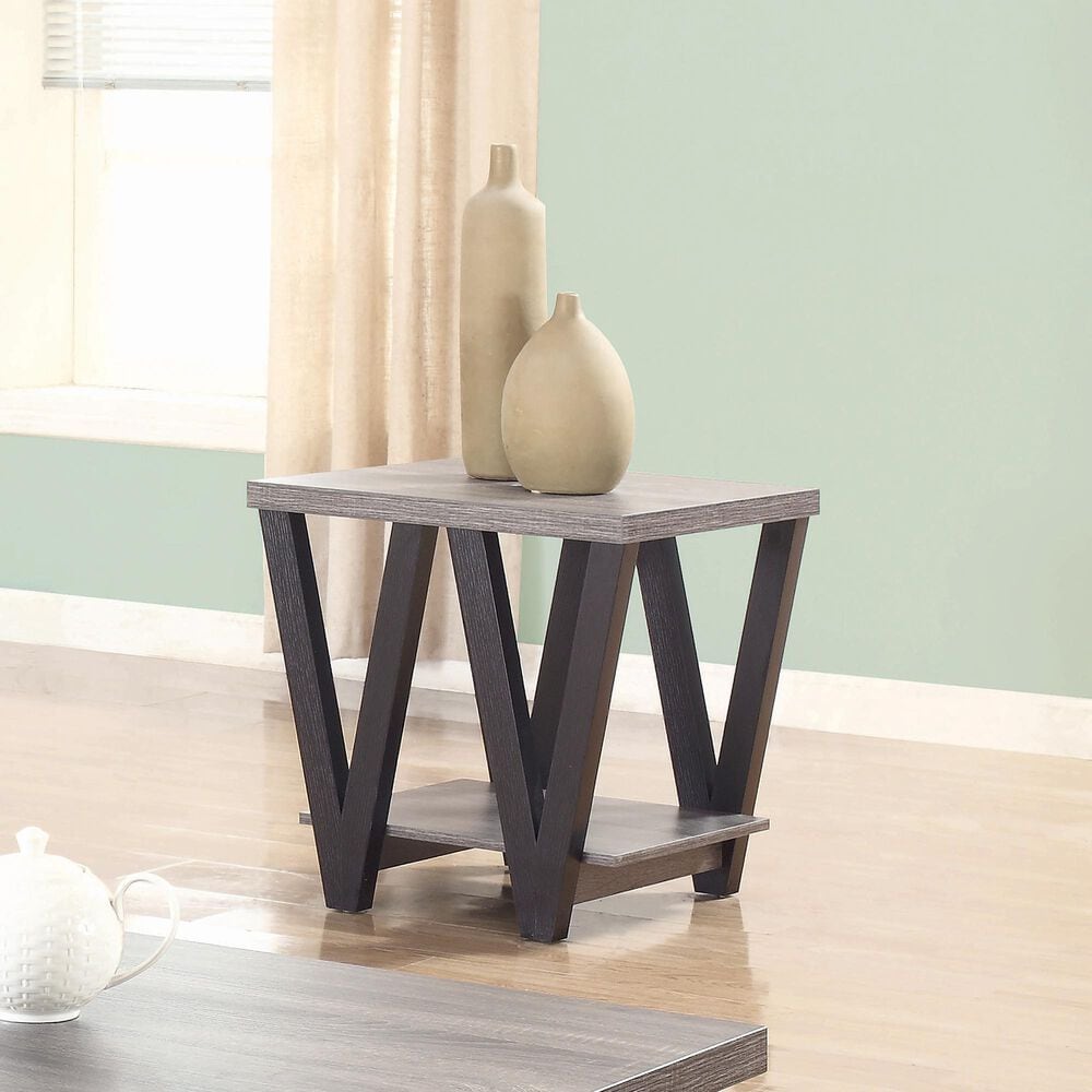 Pacific Landing Higgins V-Shaped End Table in Black and Antique Grey, , large