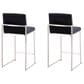 Lumisource Fuji High Back Counter Stool with Black Velvet Cushion in Stainless Steel (Set of 2), , large
