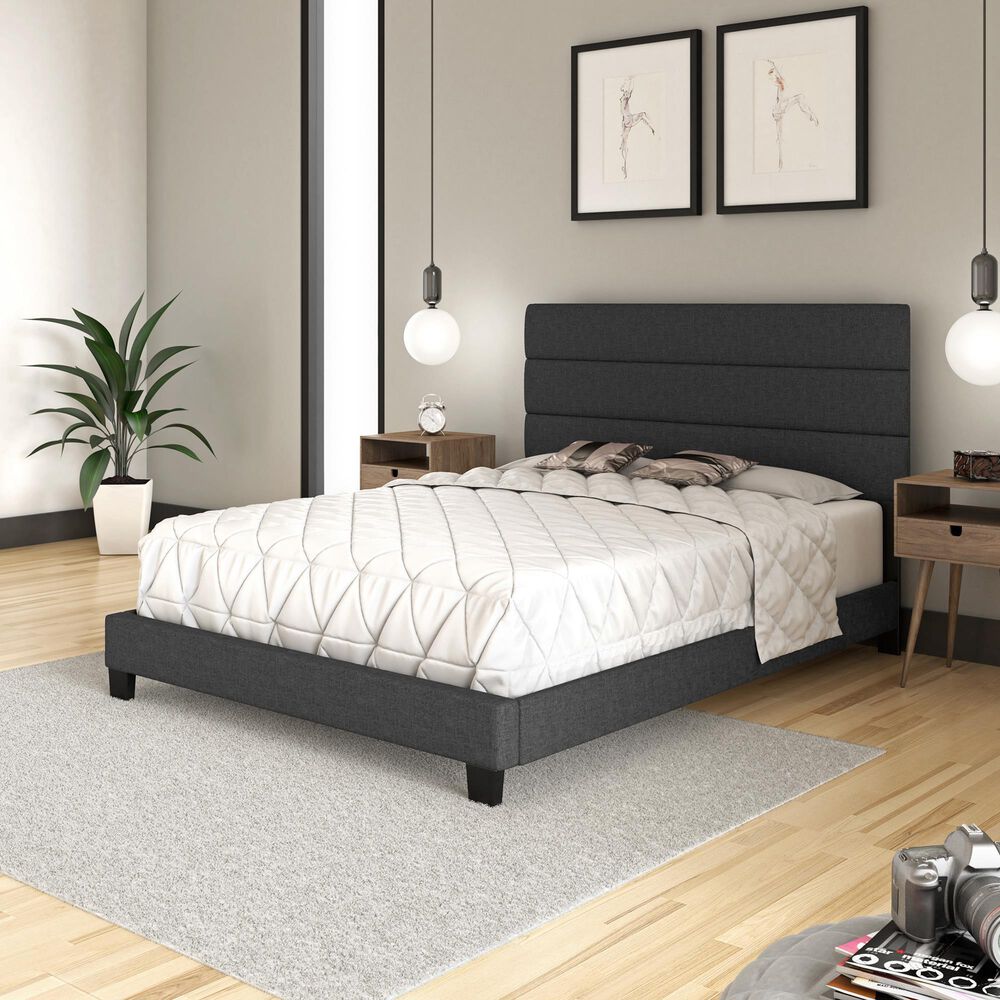 Accent Ravenna Full Upholstered Bed in Charcoal, , large