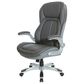 OSP Home Deluxe Bonded Leather Executive Chair with Gray Cushion with Silver Finish, , large