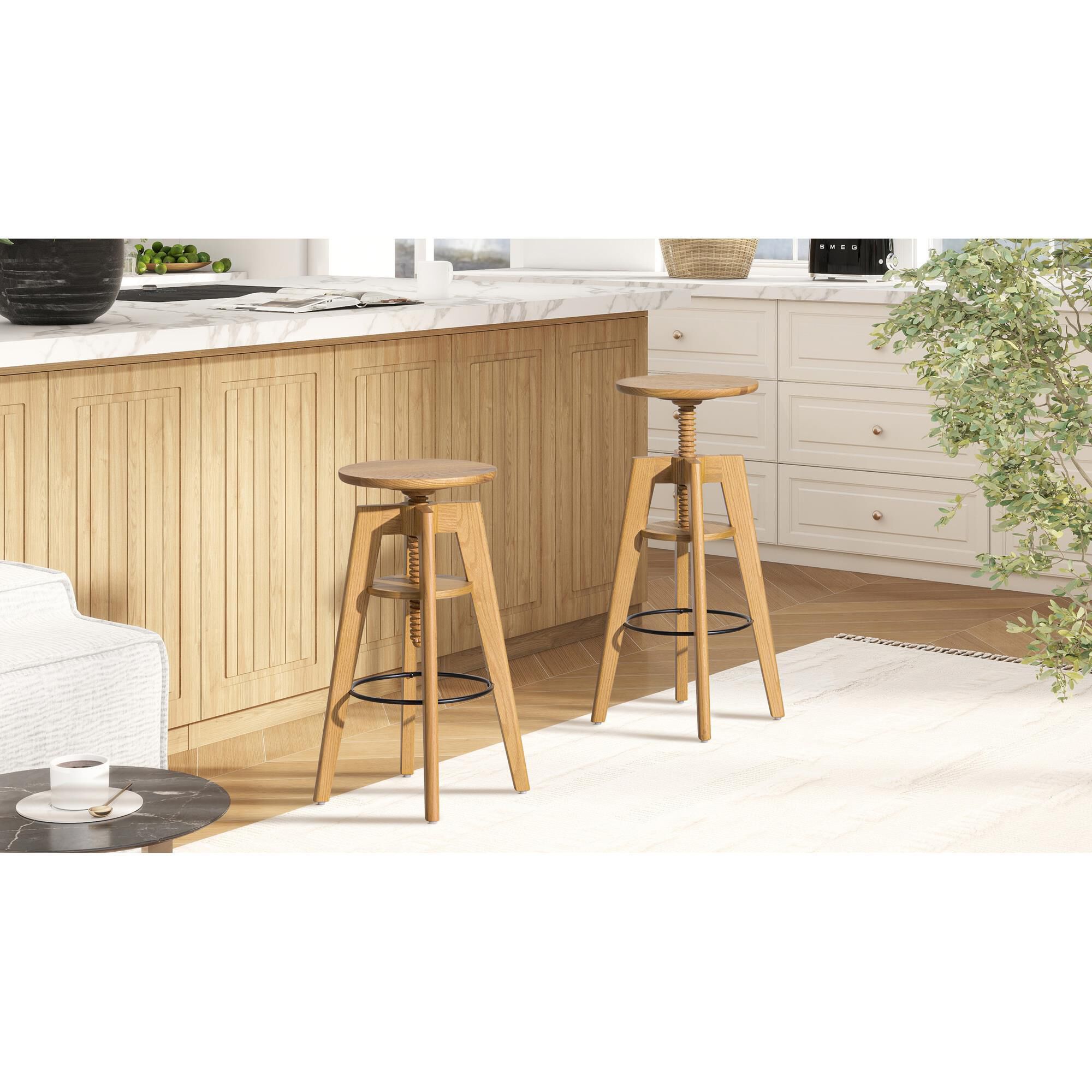 Jennifer Taylor Home Spencer Adjustable Stool in Natural Brown