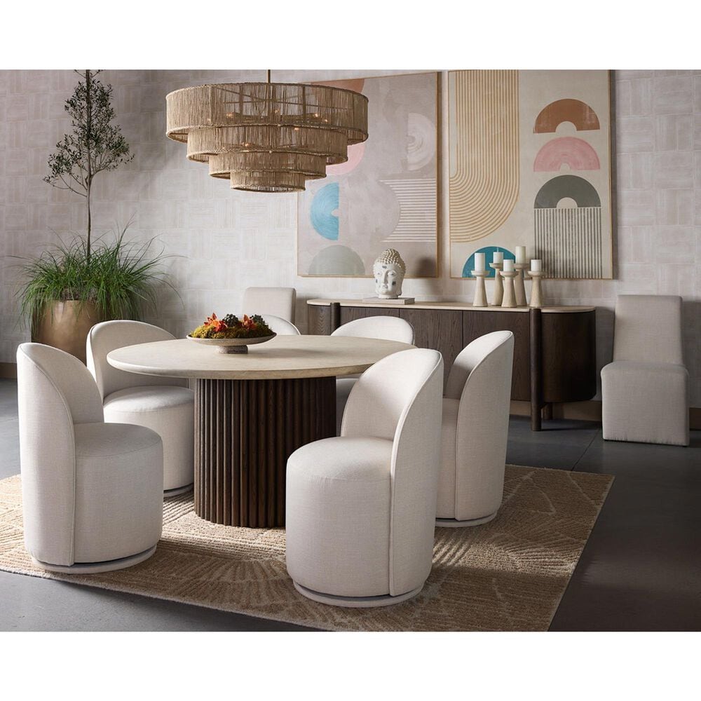 37B Cavoli Swivel Dining Side Chair in Effie Linen, , large