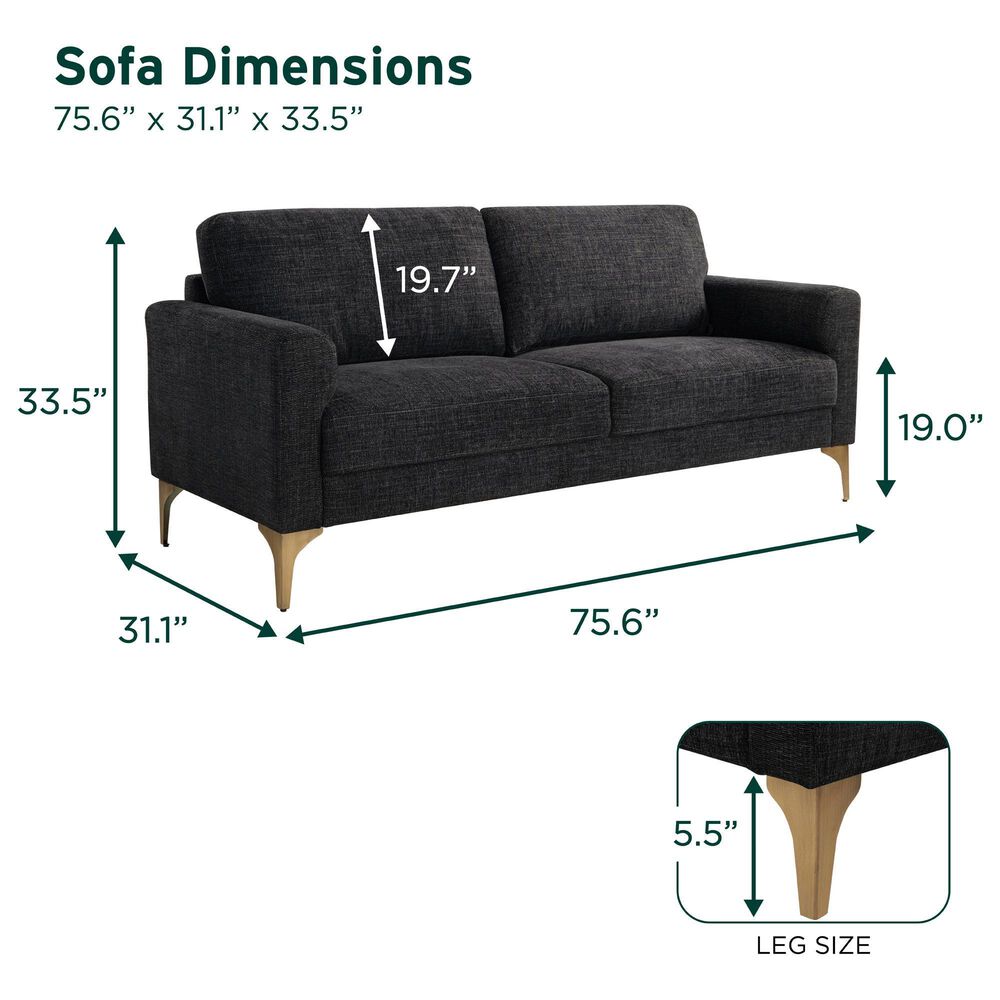 Lifestyle Solutions Mercer Stationary Sofa in Black, , large