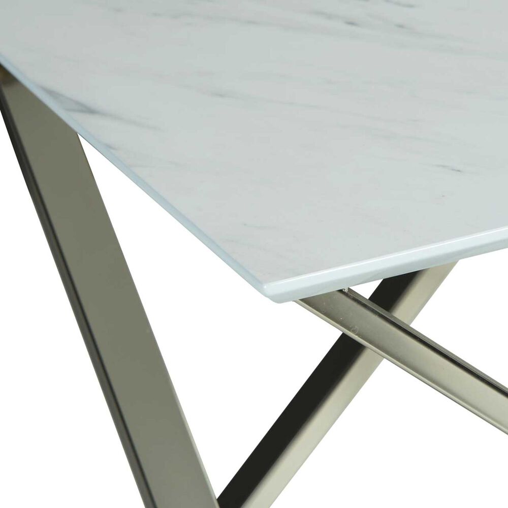 Steve Silver Zurich End Table in White and Pewter, , large