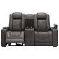Signature Design by Ashley HyllMont Power Recliner Console Loveseat with Power Headrest in Gray, , large