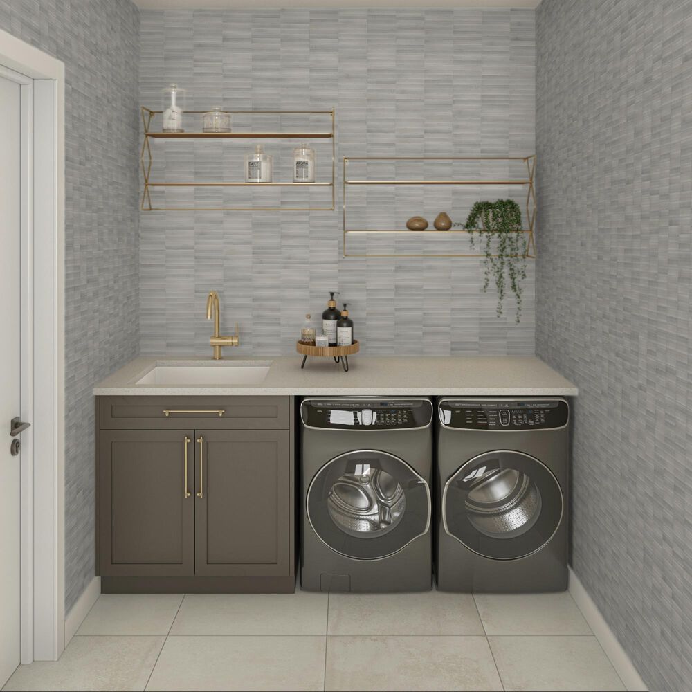 Dal-Tile Artefino Vintage Smokey Gray 1&quot; x 6&quot; Pencil Fluted on 11&quot; x 12&quot; Porcelain Mosaic Sheet, , large