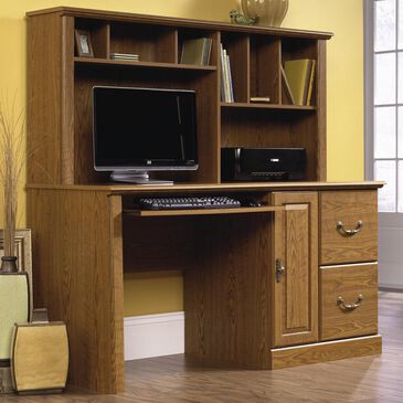 Sauder Orchard Hills Computer Desk and Hutch in Carolina Oak, , large