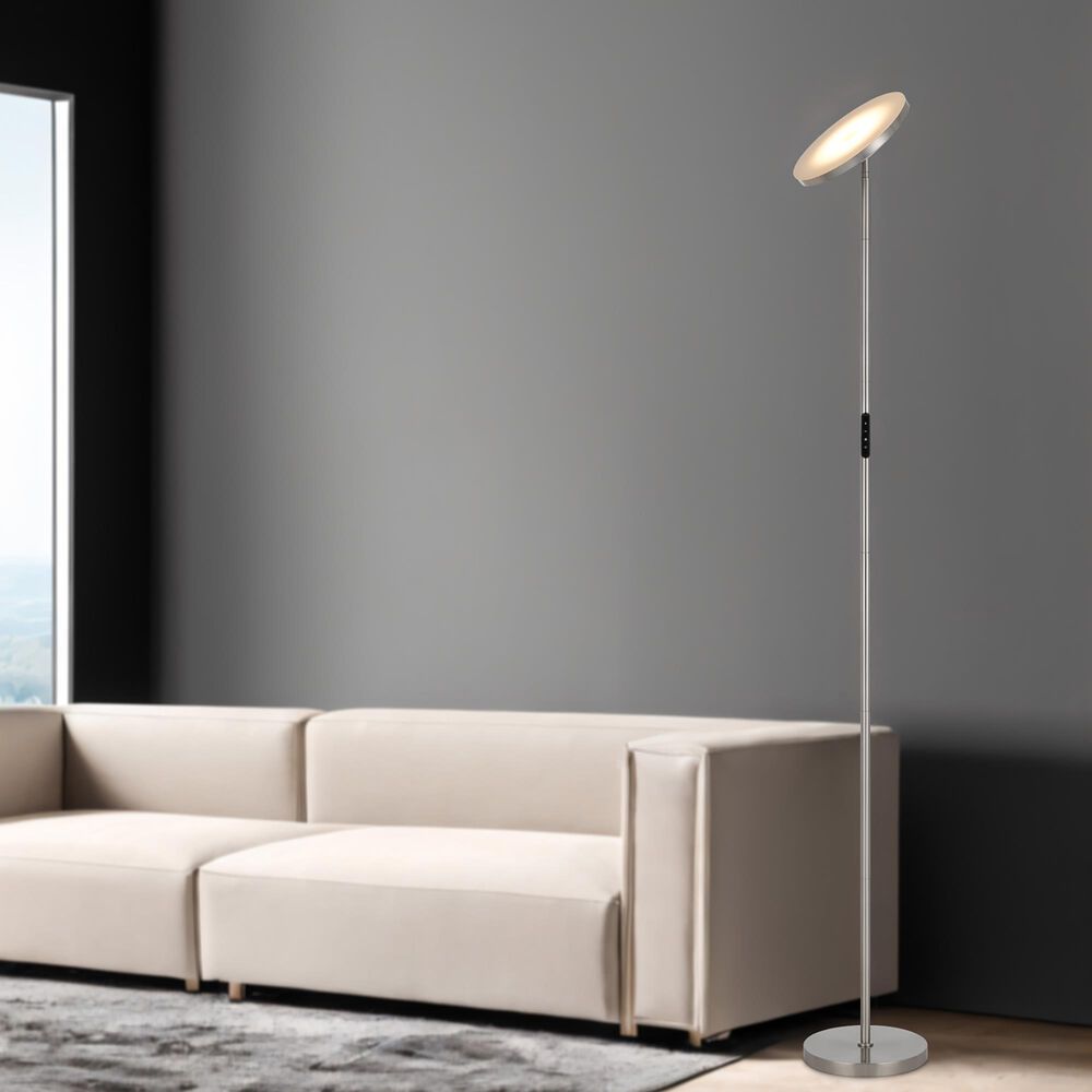 Cal Lighting Christi Integrated LED Floor Lamp in Brushed Steel, , large