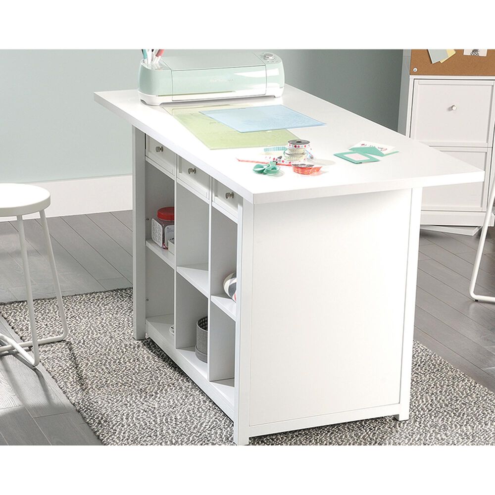 Sauder Craft Pro Work Table in Laminate White Nebraska Furniture Mart