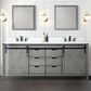 Lexora Home Marsyas 80" Double Bathroom Vanity in Ash Grey with White Quartz Top and Rectangular Sinks, , large