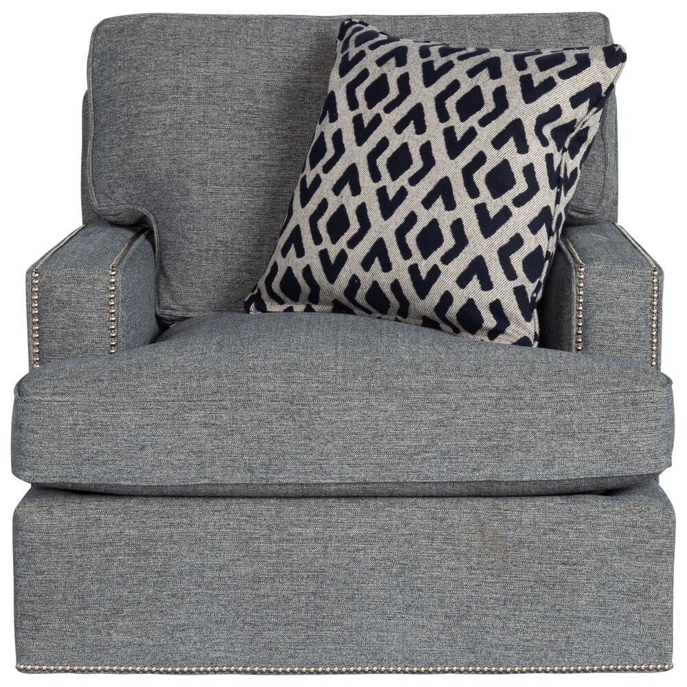 Bernhardt Signature Seating Track Arm Swivel Chair in Denim Blue, , large