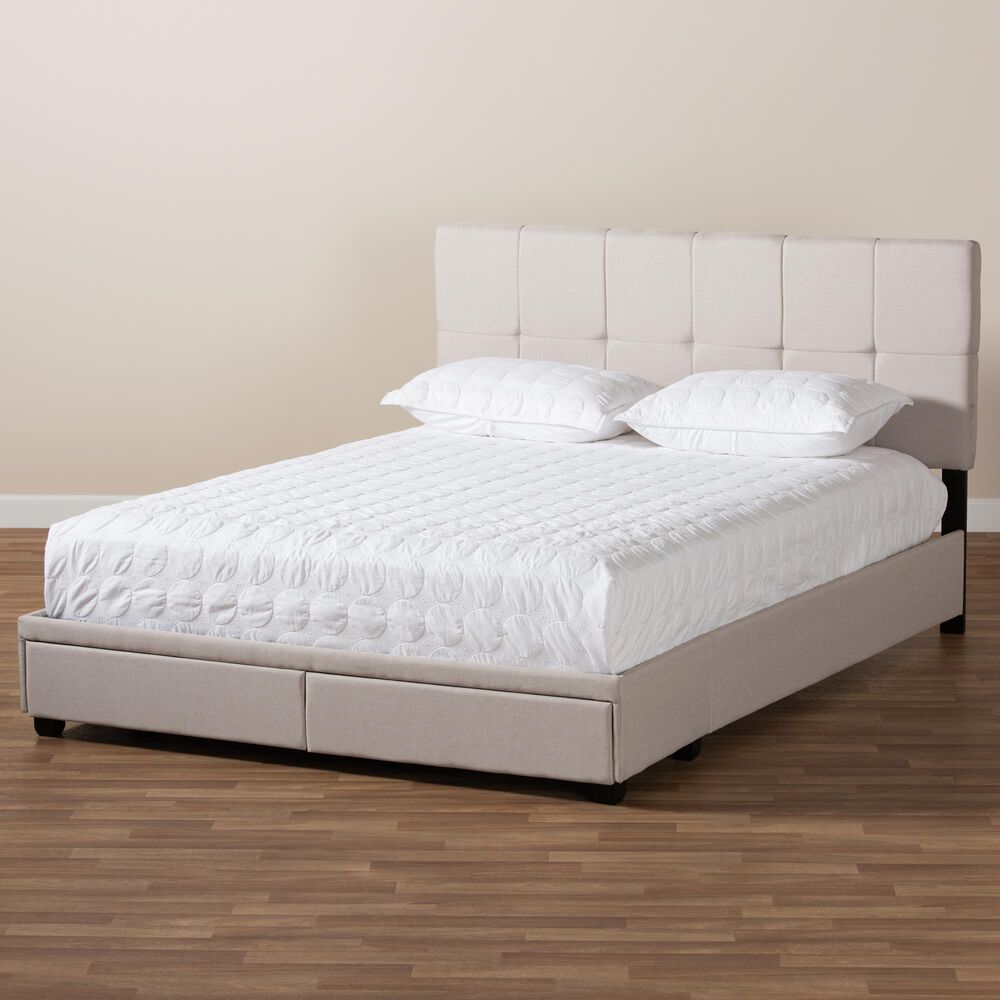 Baxton Studio Netti Queen Storage Bed with Beige Upholstered in Black, , large