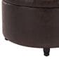 Regency Global Sourcing Knight 28" Round Storage Ottoman in Brown Faux Leather, , large