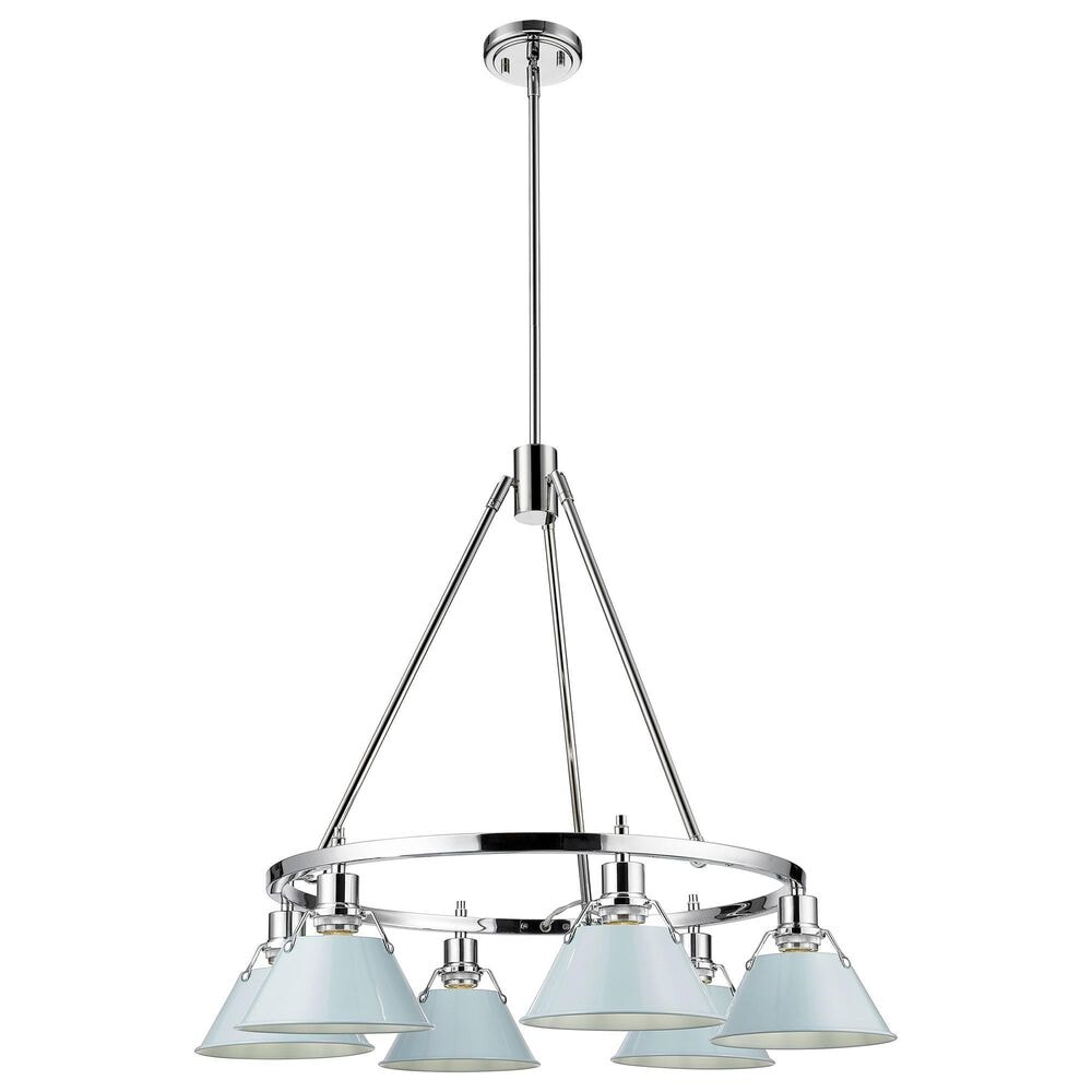 Golden Lighting Orwell 6-Light Chandelier with Dusky Blue Shade in Chrome, , large