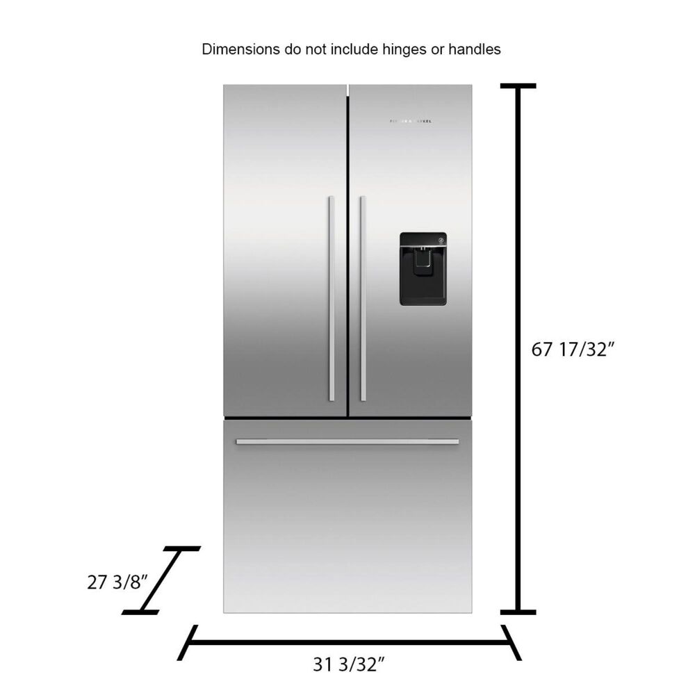 Fisher &amp; Paykel 17.0 Cu. Ft. 3-Door French Door Refrigerator with Ice and Water in Stainless Steel, , large