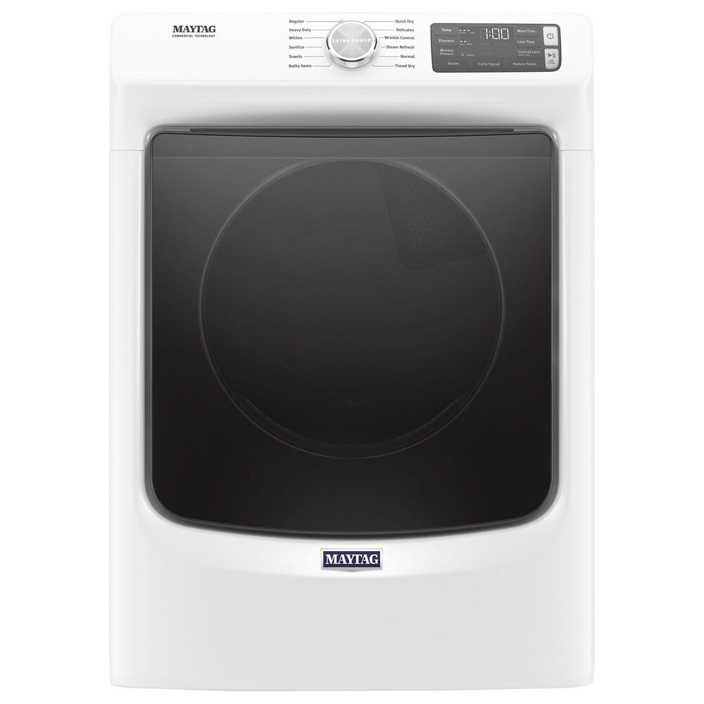 Maytag 4.8 Cu. Ft. Front Load Washer and 7.3 Cu. Ft. Electric Dryer Laundry Pair with Pedestal in White, , large