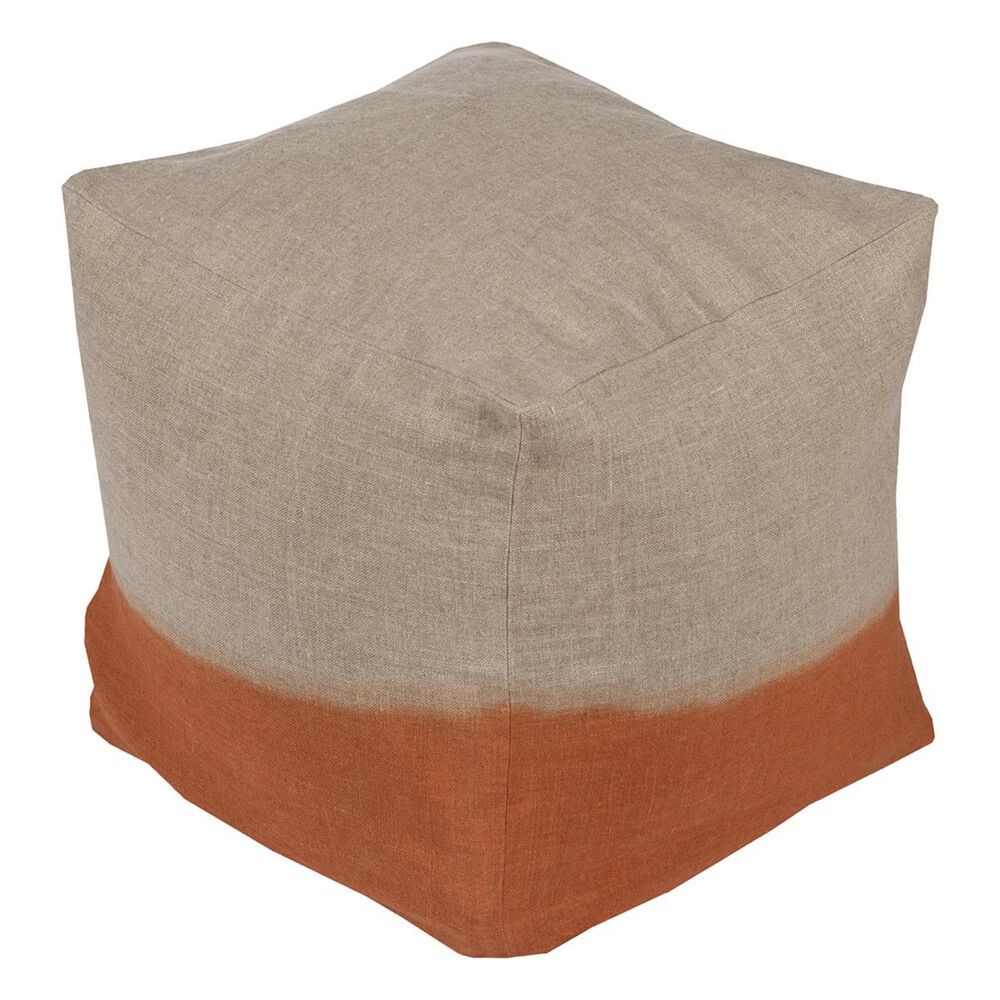Surya Inc Dip Dyed Cube Pouf in Orange, , large