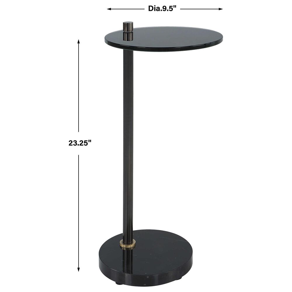 Uttermost Steward Drink Table in Solid Black and Brushed Brass, , large