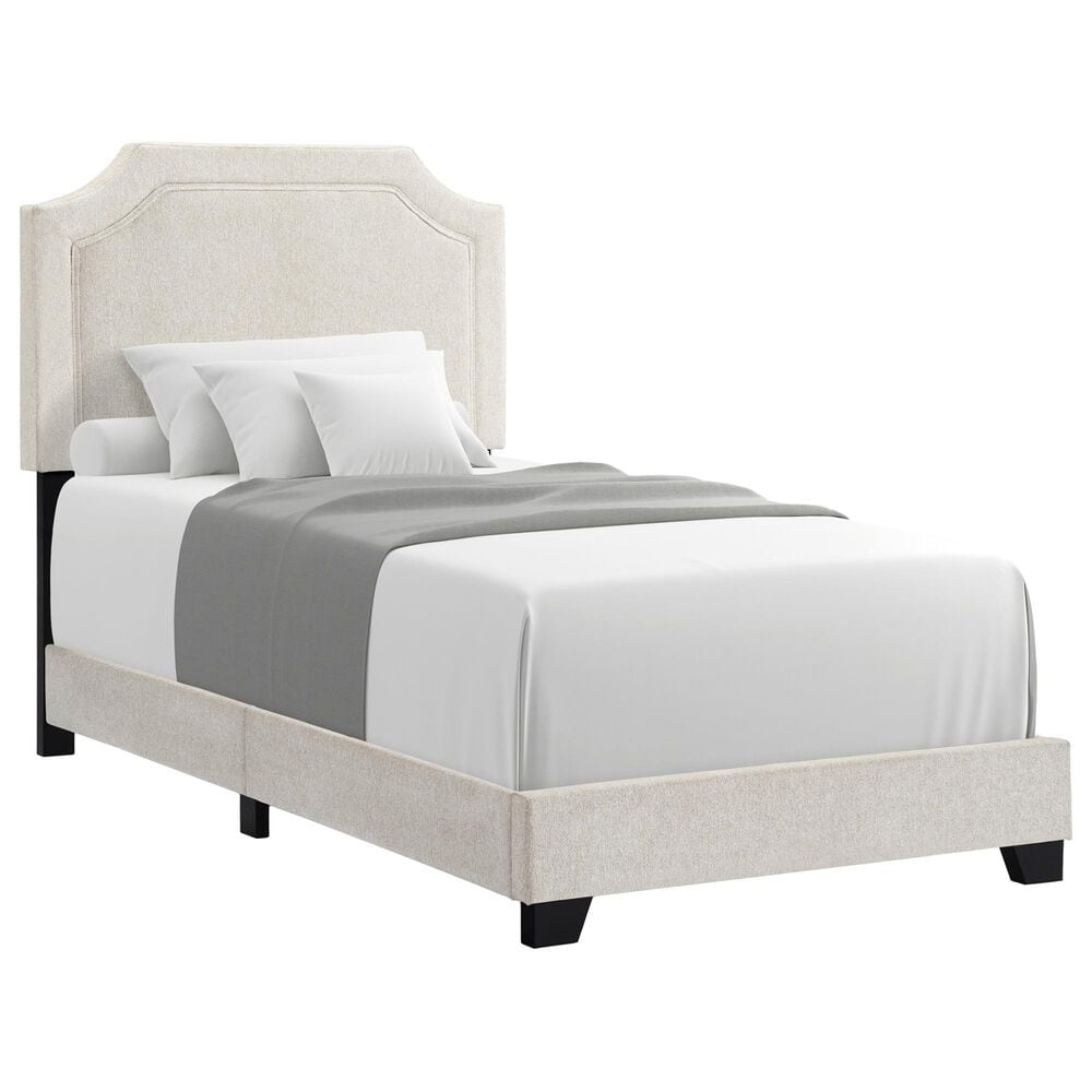 Hawthorne Furniture Clifton Upholstered Twin Panel Bed in Tan, , large