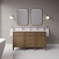 James Martin Brittany 60" Double Bathroom Vanity in Pecan with Single Hole 3 cm White Zeus Silestone Top and Rectangular Sinks, , large