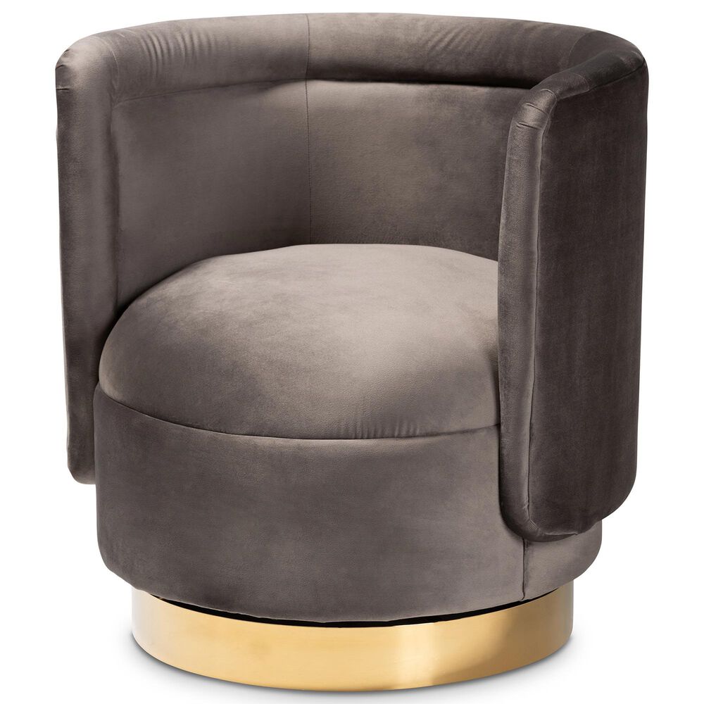 Baxton Studio Saffi Swivel Accent Chair in Grey, , large