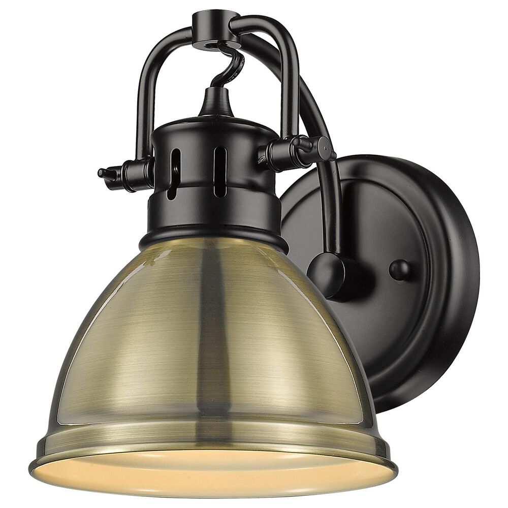Golden Lighting Duncan 1-Light Bath Vanity in Matte Black and Aged Brass, , large
