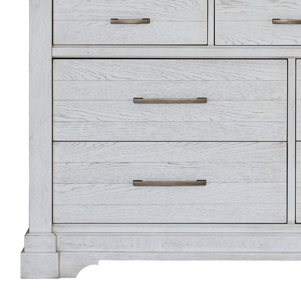 Sasha Lee Traditional 7 Smooth Drawer Dresser in White and Brown, , large