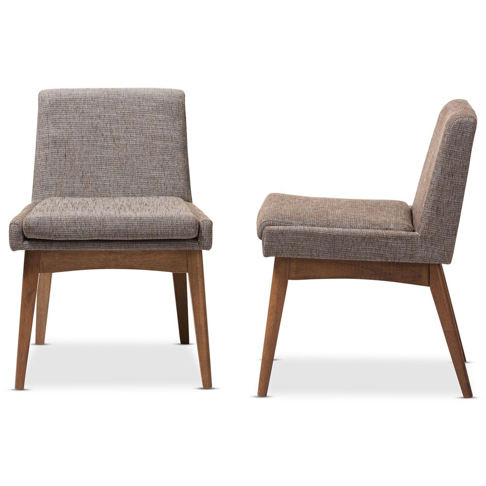 Baxton Studio Nexus Side Chair with Gravel Cushion in Walnut Brown (Set of 2), , large