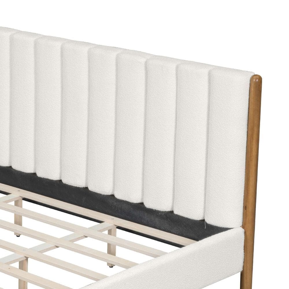 Hearth and Haven King Upholstered Platform Bed in White, , large