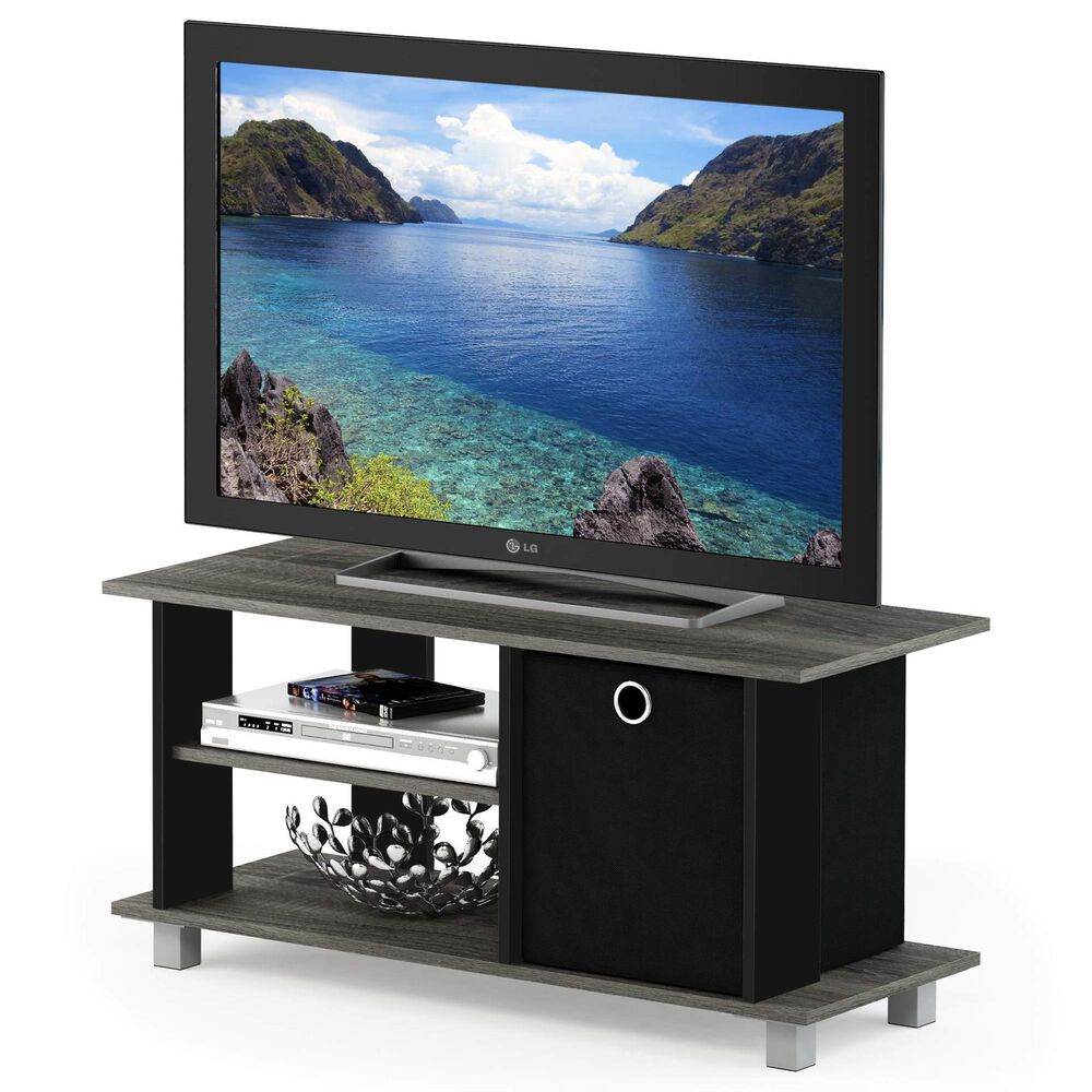 HOMLUX 31.5" Entertainment Center TV Stand with Bin Drawers in French Oak Grey and Black, , large