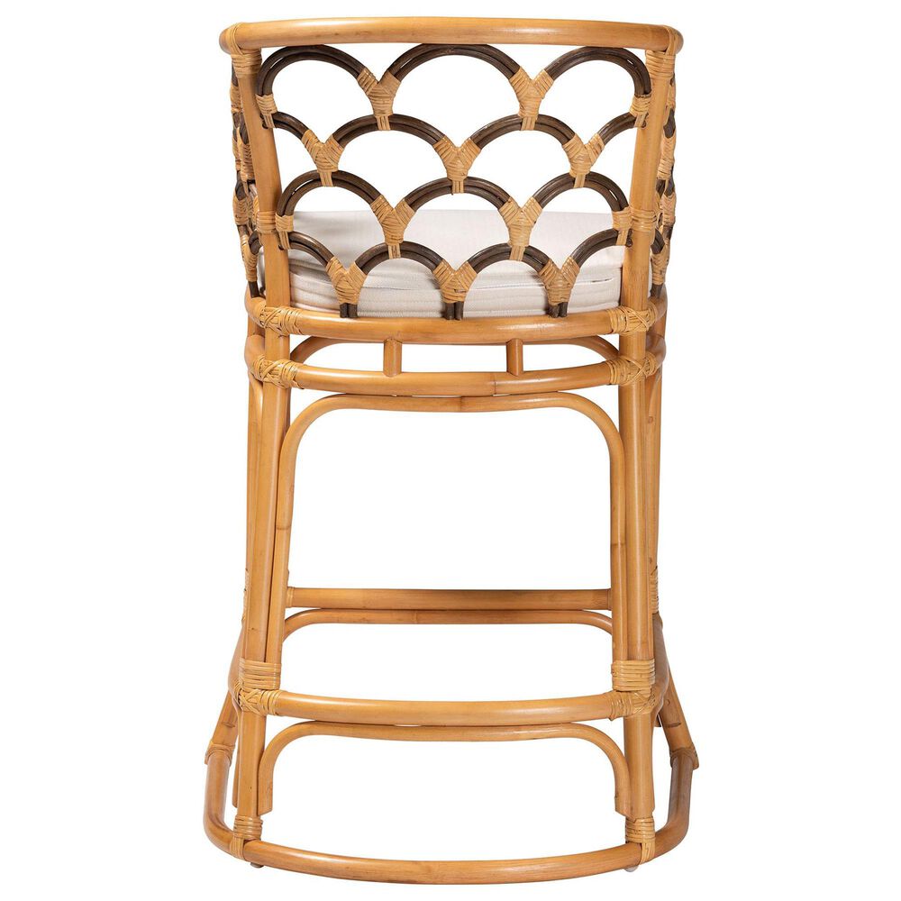Baxton Studio Veneto Bar Stool in Light Honey and Dark Brown, , large