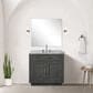 Lexora Home Abbey 36" Single Bathroom Vanity in Black Oak with 2 cm White Carrara Marble Top and Rectangular Sink, , large