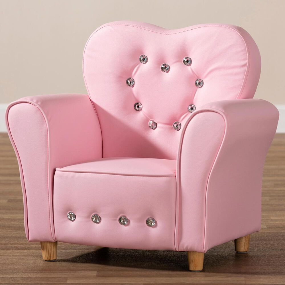 Baxton Studio Mabel Kids Armchair in Pink, , large