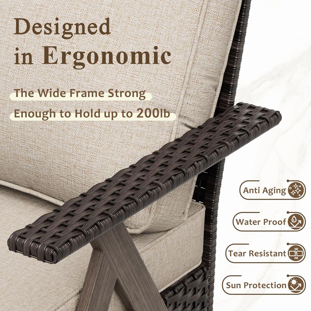 Sunwell Garden 3-Piece Patio Chat Set in Beige, , large