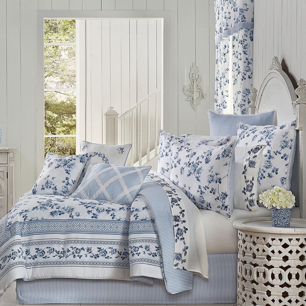 J. Queen New York Rialto 13&quot; x 19&quot; Lumbar Pillow in French Blue and Ivory, , large