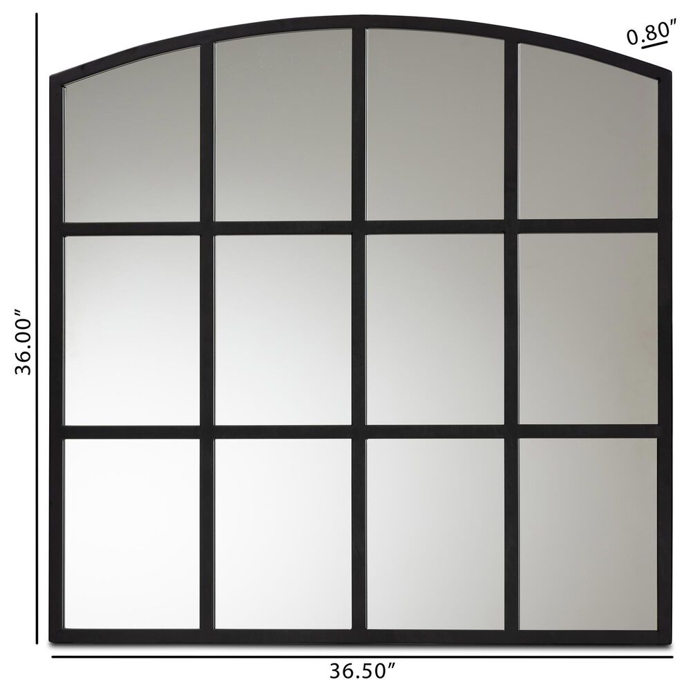 Baxton Studio Barrington Metal Accent Wall Mirror in Black, , large