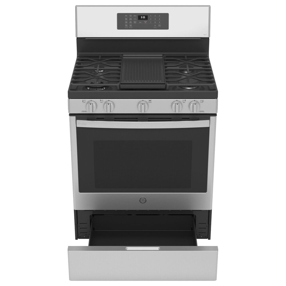 GE Profile 5.6 Cu. Ft. Smart Free-Standing Gas Range and 2.1 Cu. Ft. Over-the-Range Sensor Microwave Oven in Fingerprint Resistant Stainless Steel, , large