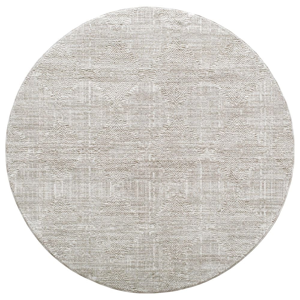 Surya Masterpiece Light Gray, Cream and Medium Gray 7&#39;10&quot; Round Area Rug, , large