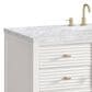 James Martin Vanities Myrrin 48" Vanity in Bright White with 3 cm Carrara White Marble Top, , large