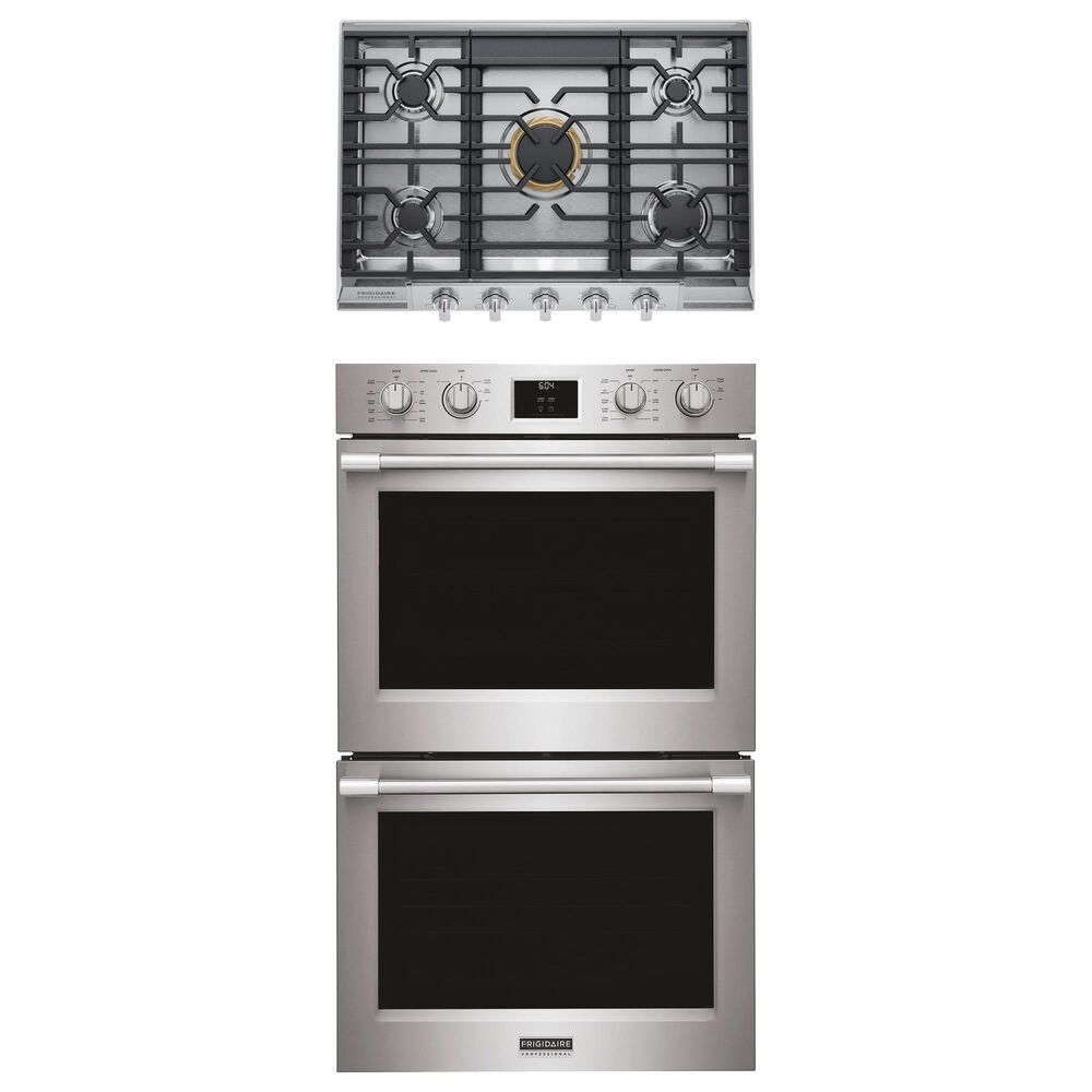 Frigidaire Professional Professional 2-Piece Kitchen Package with 30" Double Wall Oven and 30" Gas Cooktop in Stainless Steel, , large
