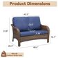 Hearth and Haven Outdoor PE Wicker Loveseat with Deep Seat Cushions in Blue, , large