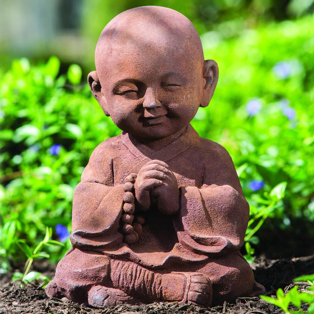 Alfresco Home Praying Buddha Patio Statue in Brown, , large