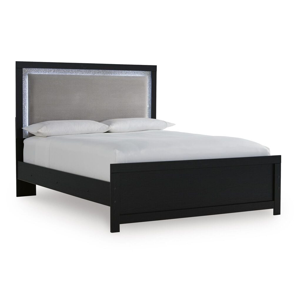 Ashley Maeling Queen LED Panel Bed with Dresser and Nightstand in Matte Black, , large