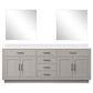 Lexora Home Abbey 84" Double Bathroom Vanity in Black Oak with 2 cm White Cultured Marble Top, Rectangular Sinks and 36" Mirrors, , large
