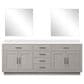 Lexora Home Abbey 84" Double Bathroom Vanity in Black Oak with 2 cm White Cultured Marble Top, Rectangular Sinks and 36" Mirrors, , large