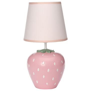 Lambs & Ivy Flower Power Strawberry Table Lamp in Pink, White and Green, , large